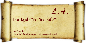Lestyán Anikó névjegykártya