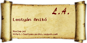 Lestyán Anikó névjegykártya